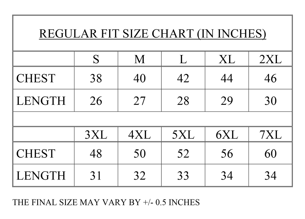 Size chart image